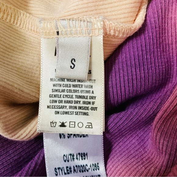 AGOLDE Revolve orange purple and yellow ribbed scoop next tank body suit. S - Picture 6 of 6